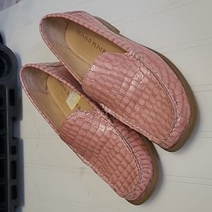 Donald J. Pliner Pink Croc-Embossed Loafers
